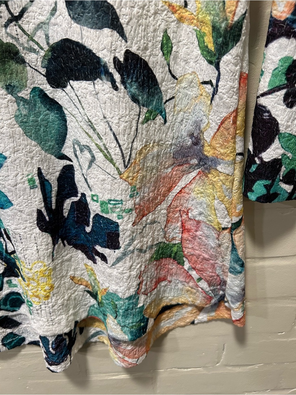 Inoah 3/4 Sleeve Floral A-line Hi Lo Top Size Small Art to Wear USA - Picture 5 of 6